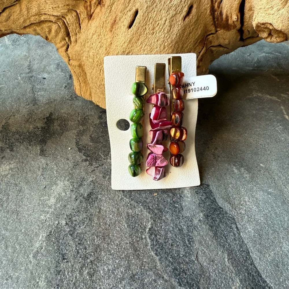 New🌟Anthropologie-Colorful Stones Hair Clips Set
